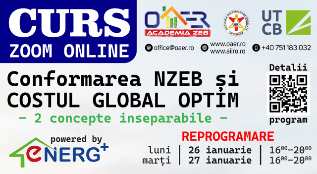 CURS ONLINE ACADEMIA ZEB - Conformarea NZEB și COSTUL GLOBAL OPTIM
