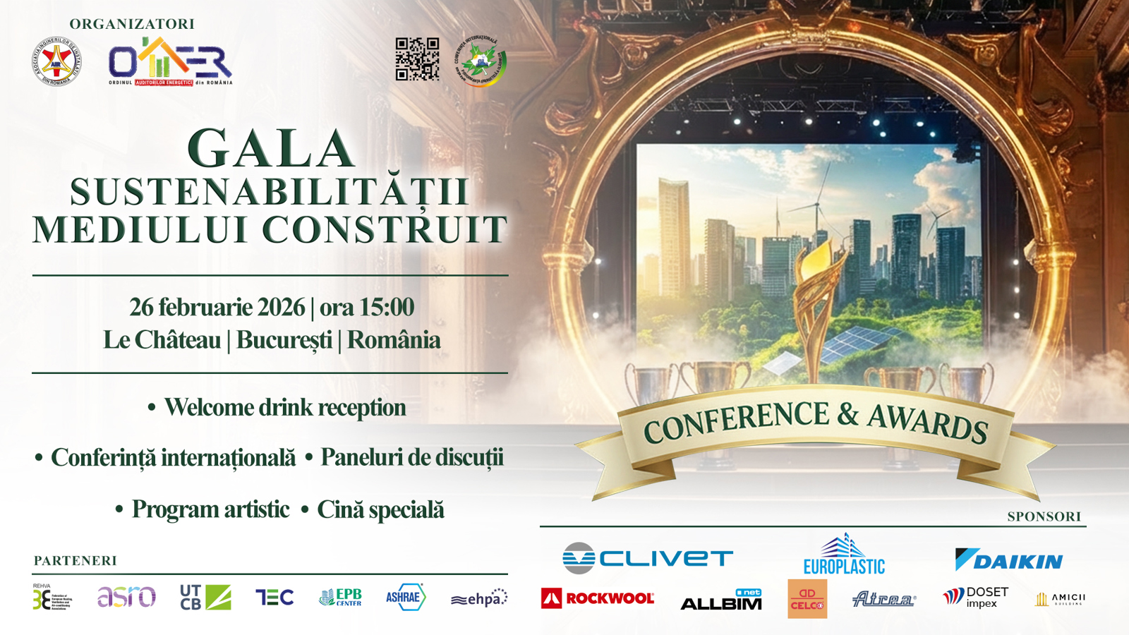 Gala Sustenabilității Mediului Construit 2026 | Conferință internațională EPBD & ZEB, paneluri și festivitate de premiere, Le Château, București